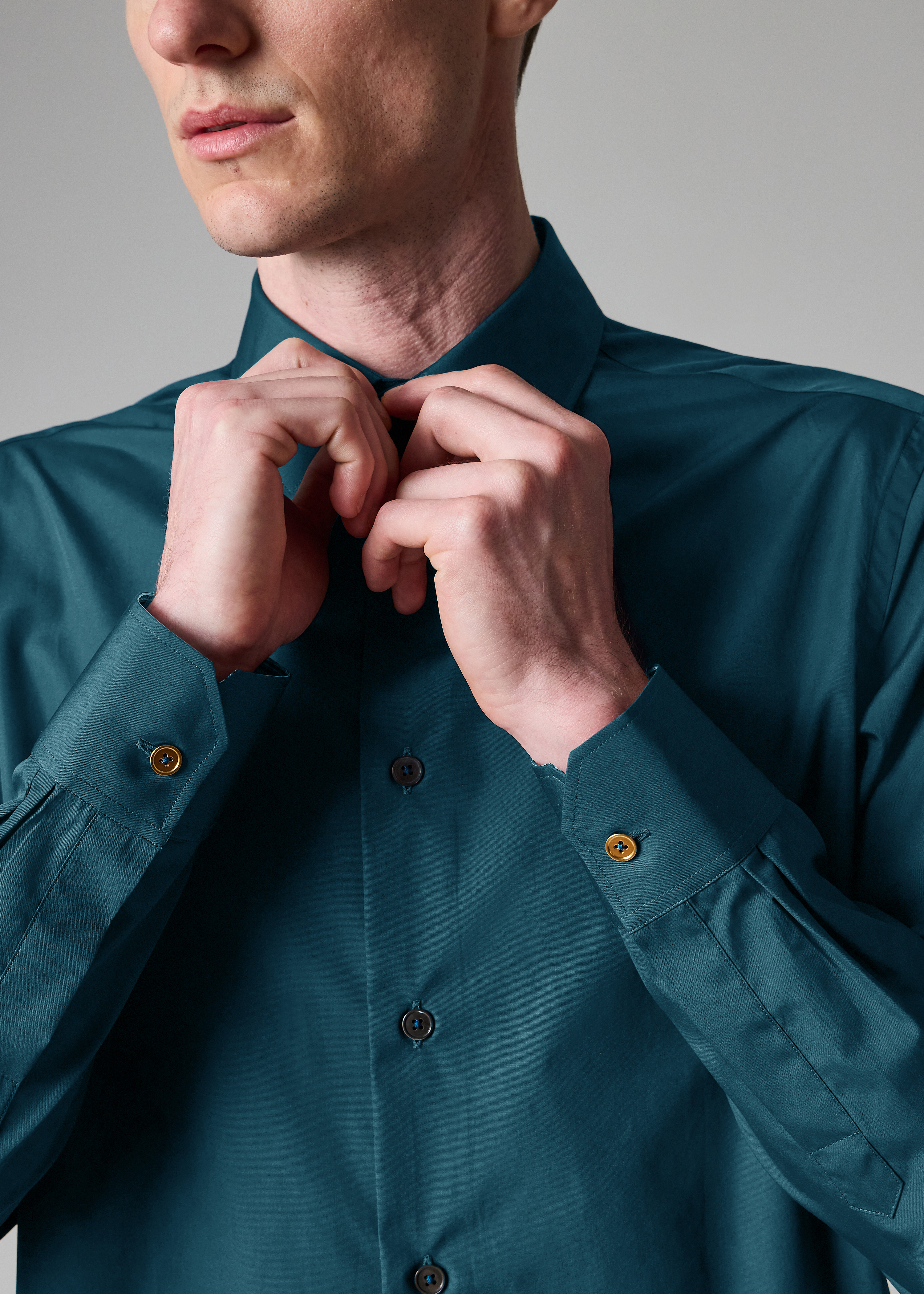 Tailored-Fit Dark Teal Cotton-Poplin Shirt