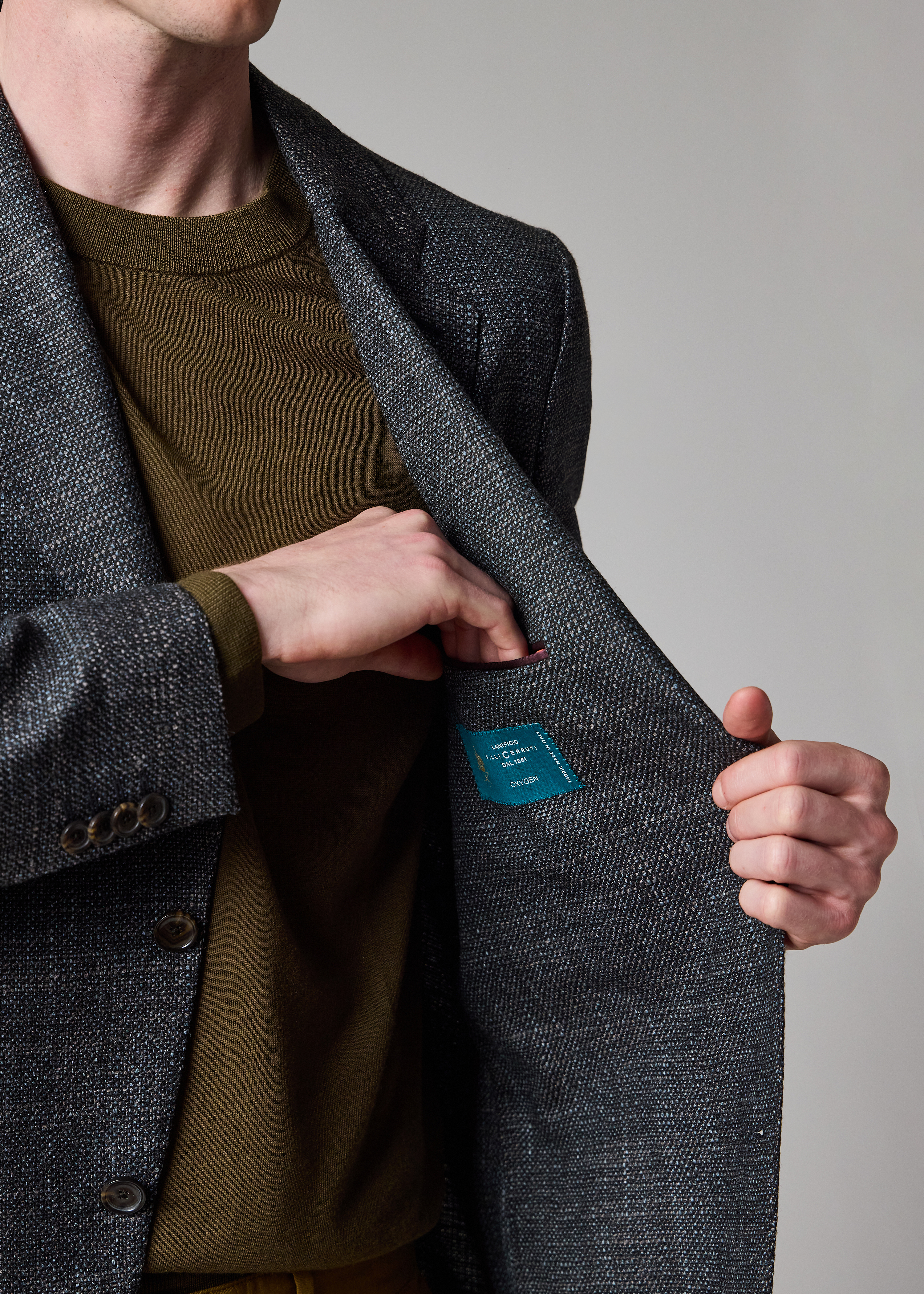 Grey Wool-Silk Buggy-Lined Blazer