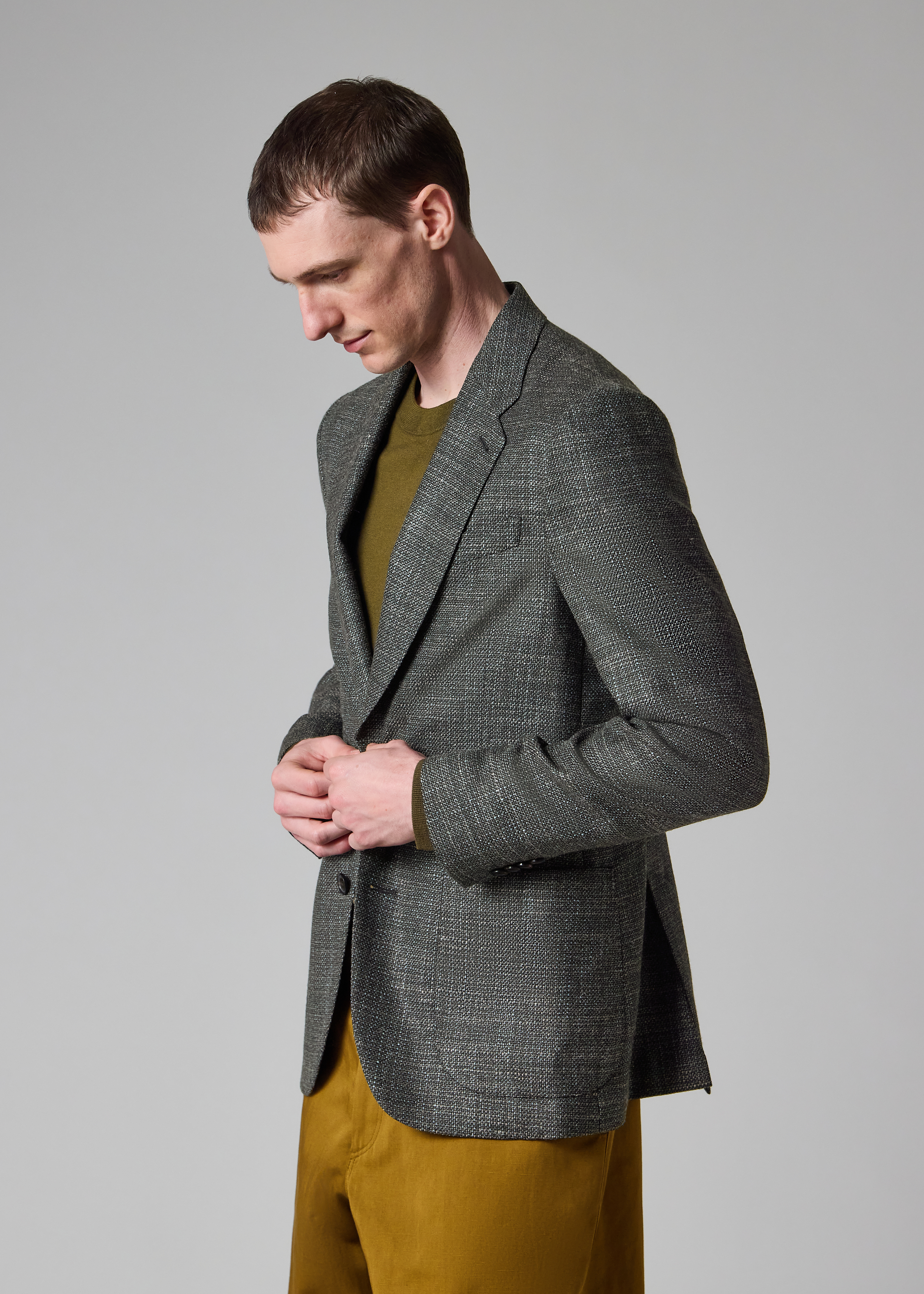 Grey Wool-Silk Buggy-Lined Blazer