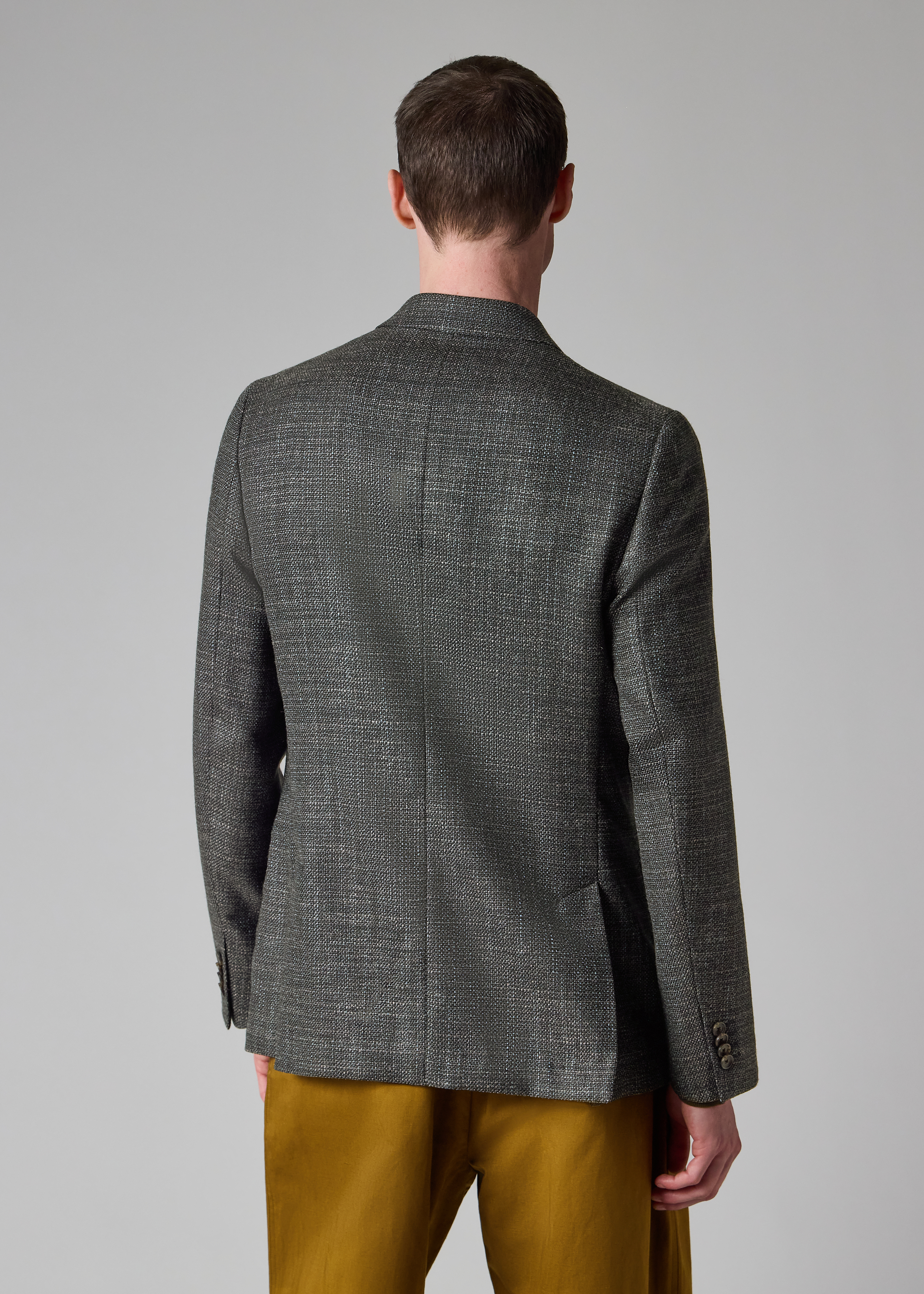 Grey Wool-Silk Buggy-Lined Blazer
