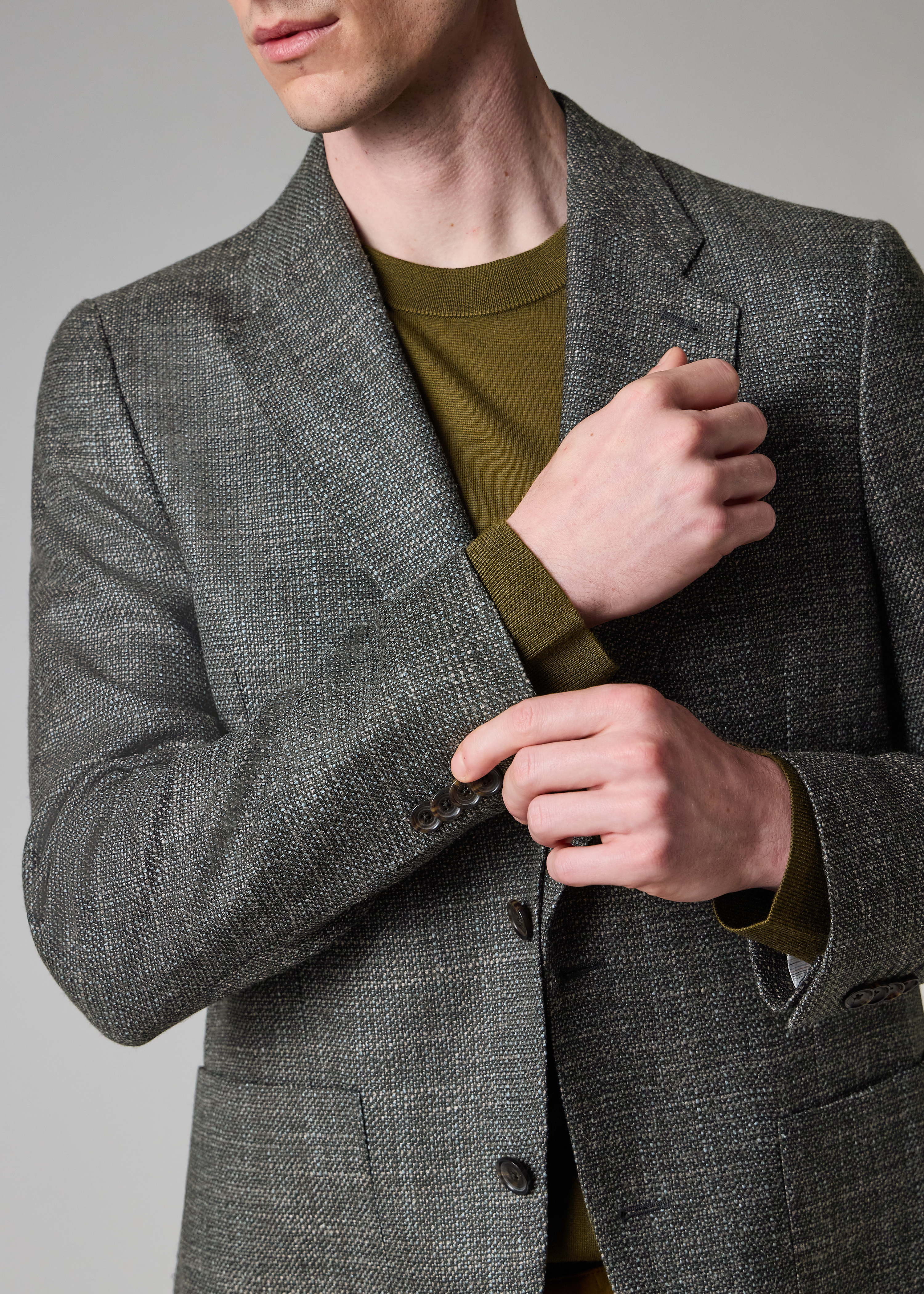 Grey Wool-Silk Buggy-Lined Blazer