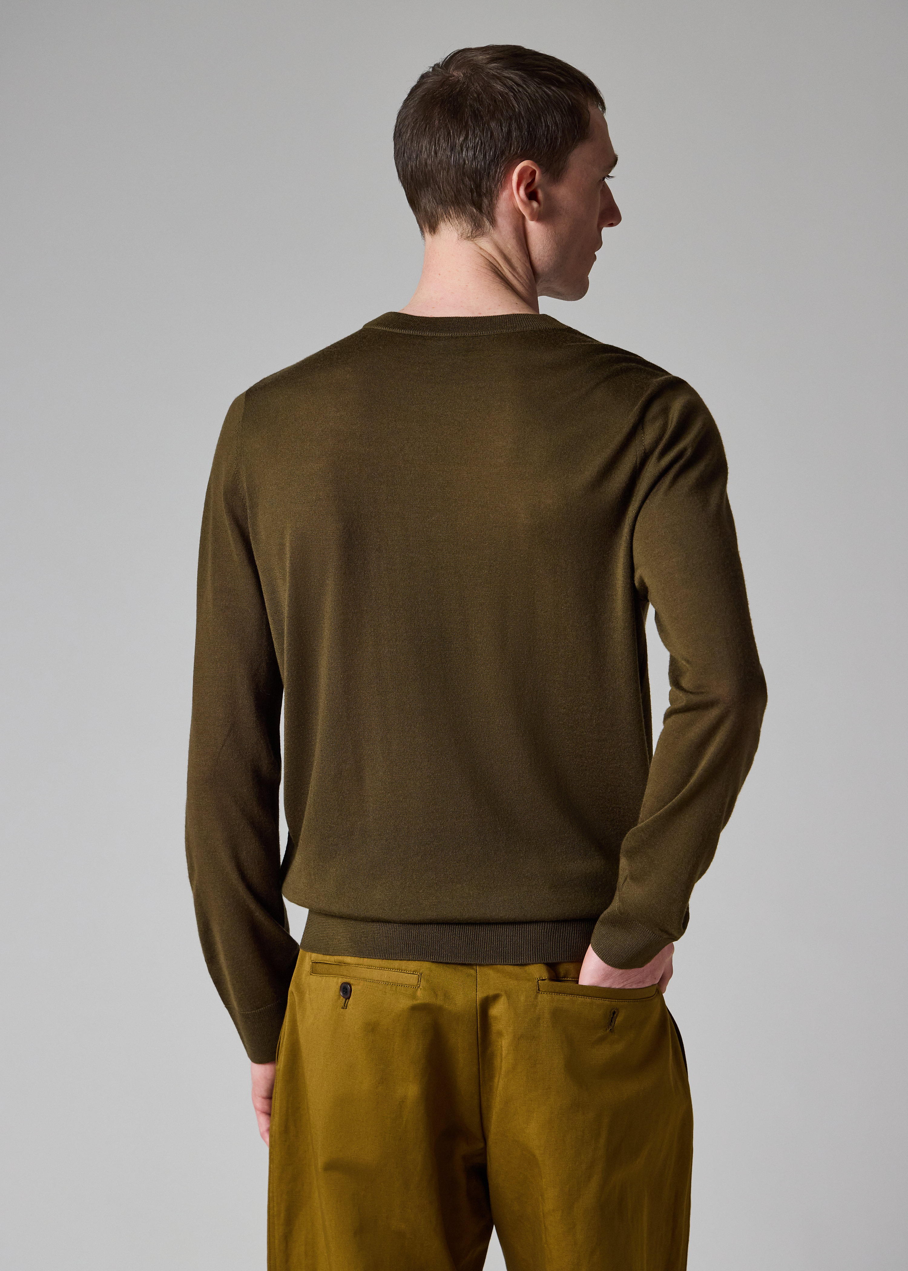 Khaki Green Merino Wool Sweater