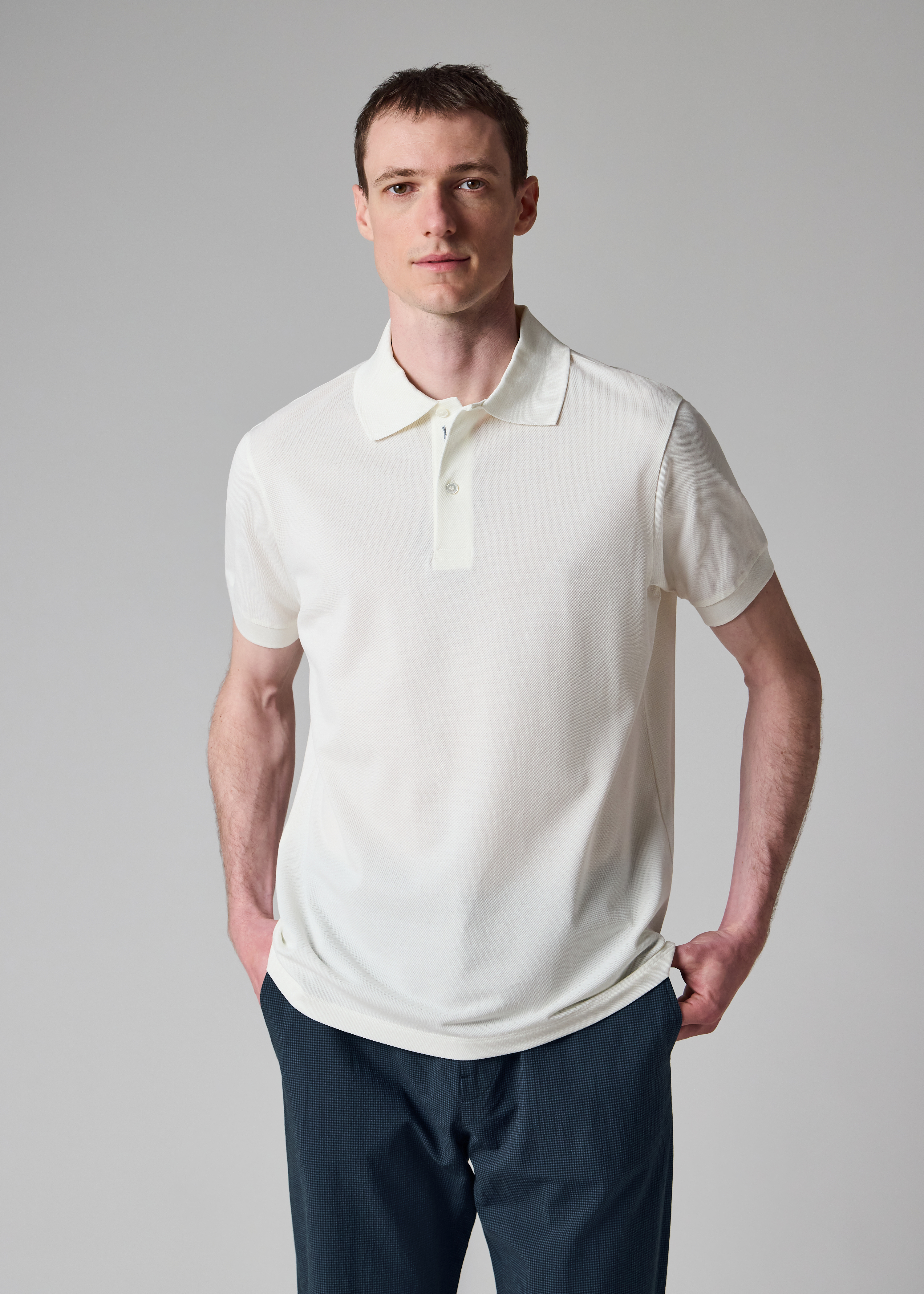 White Polo Shirt with Embroidered 'Rabbit' Placket