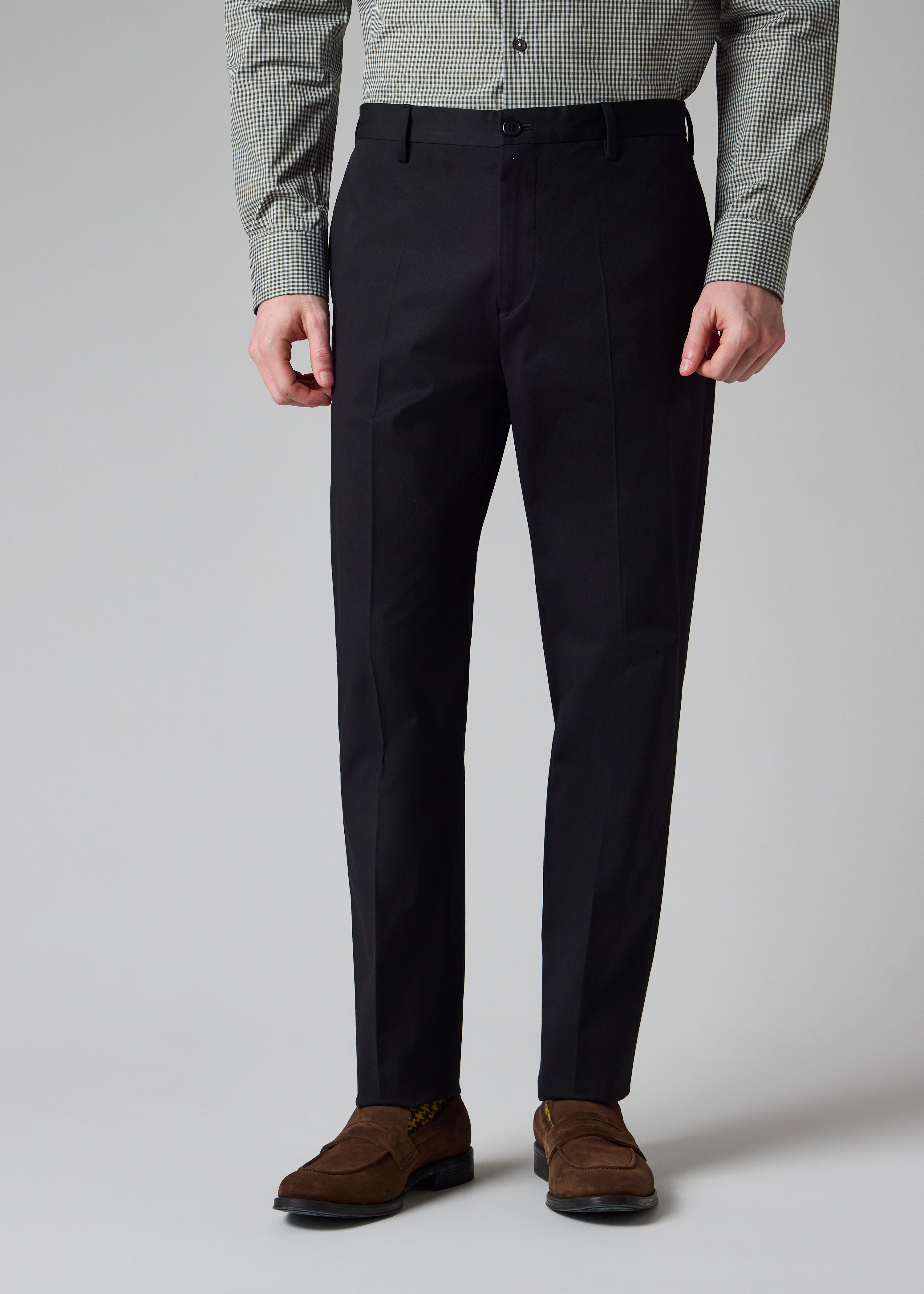 Black Fine Cotton-Twill Trousers