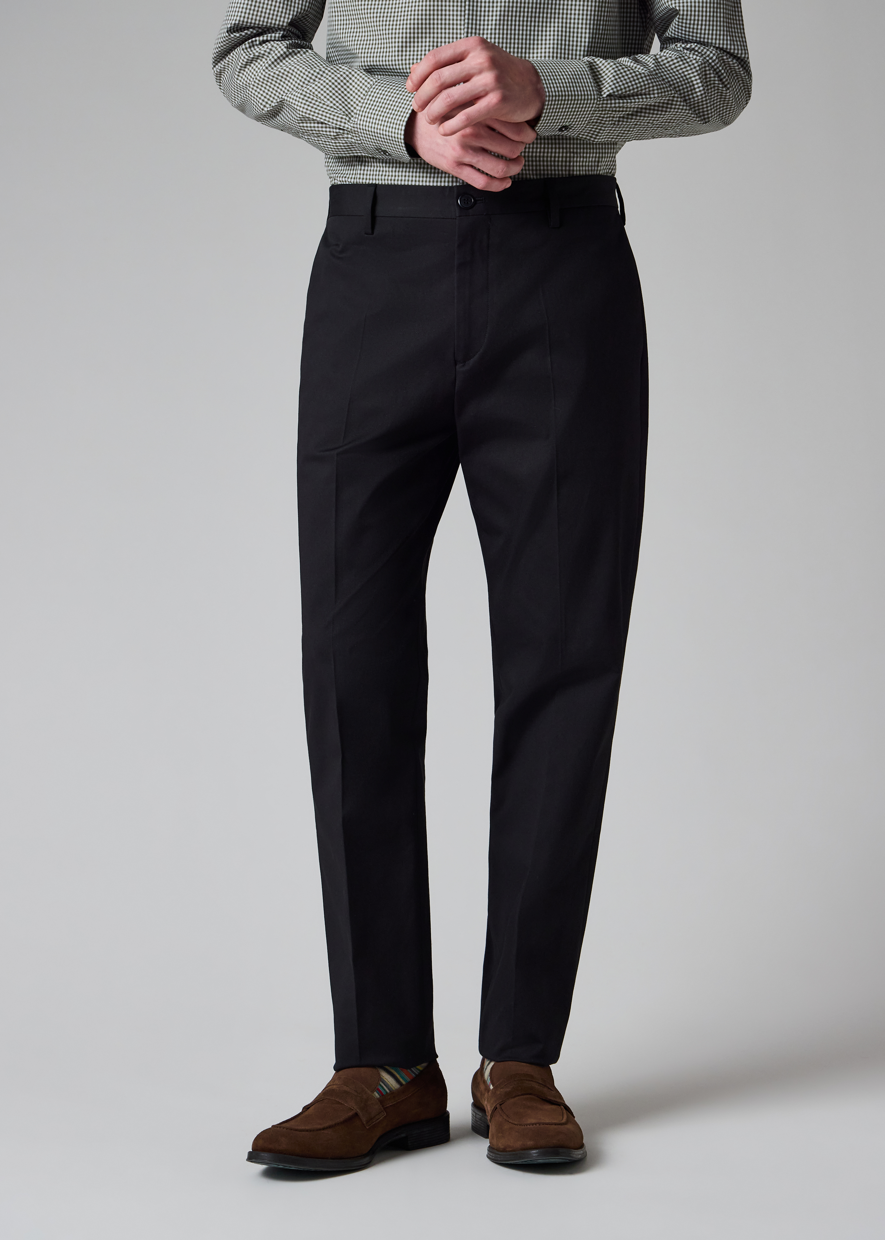 Black Fine Cotton-Twill Trousers