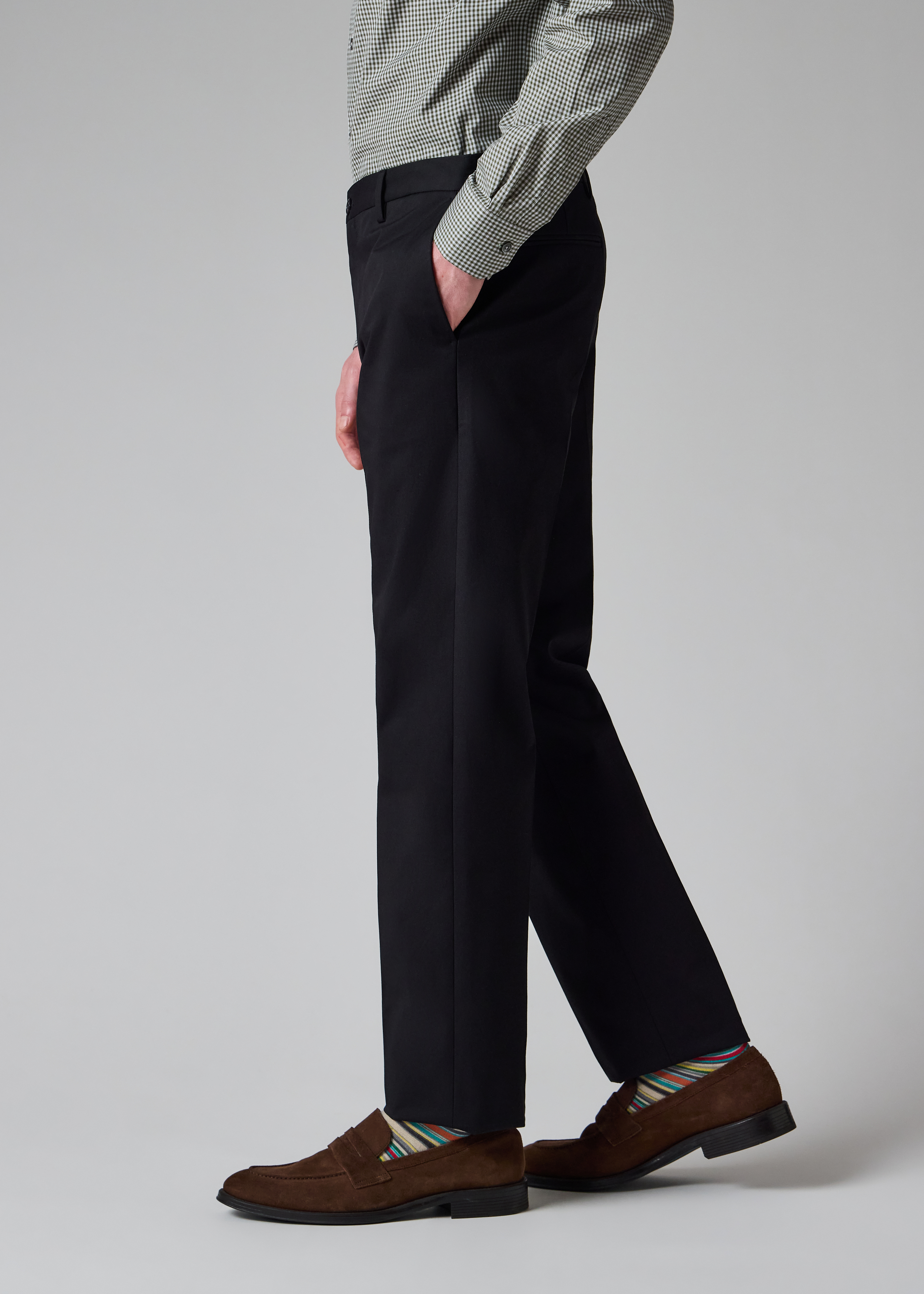 Black Fine Cotton-Twill Trousers