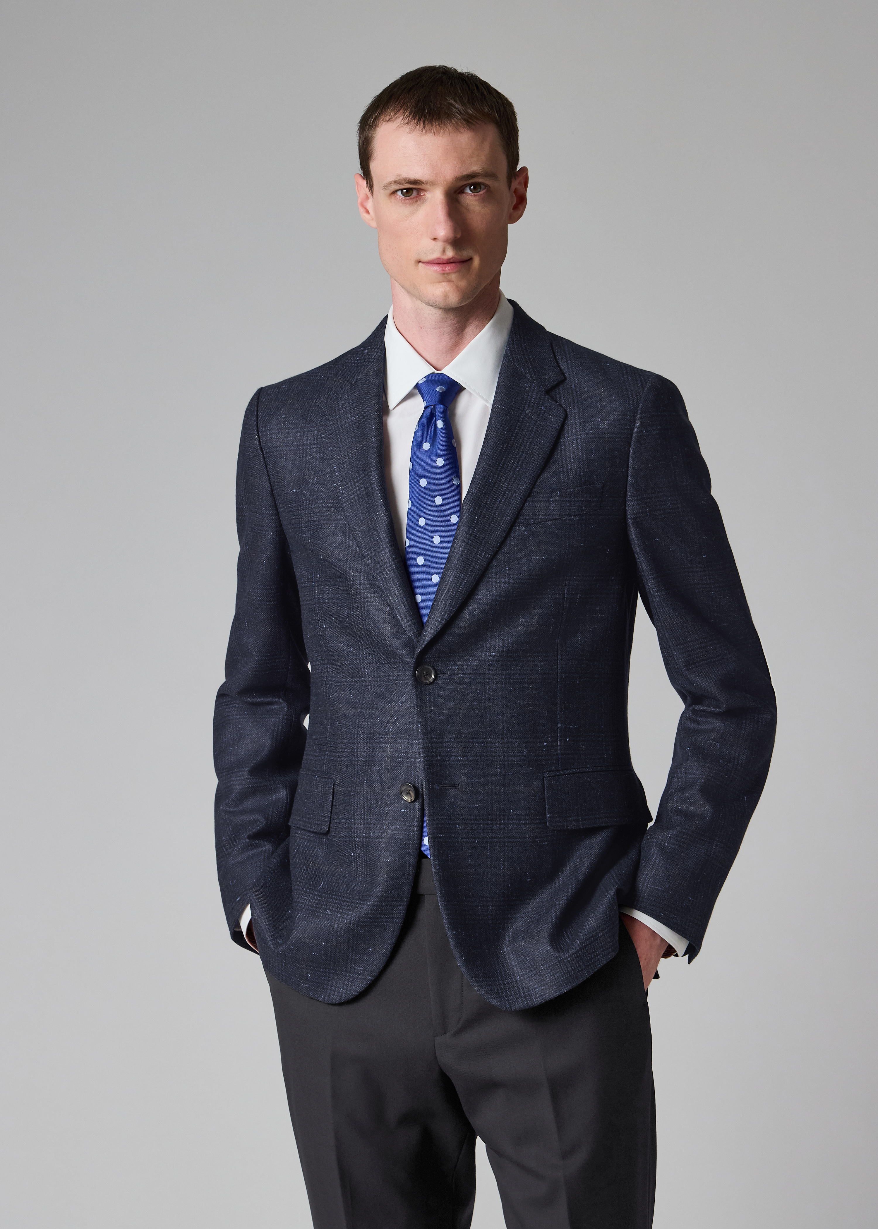 Navy Check 'Silk Air' Blazer