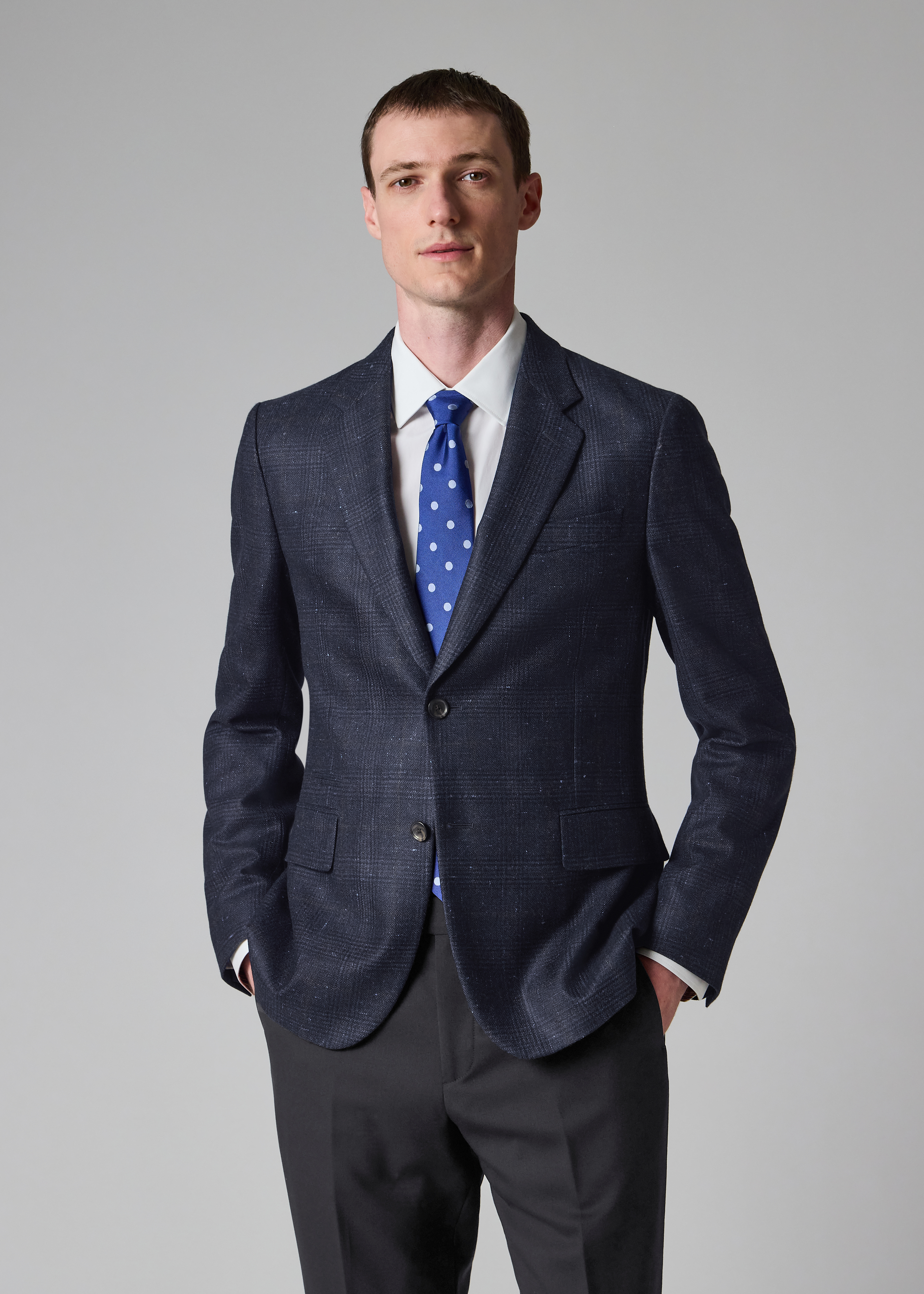 Navy Check 'Silk Air' Blazer