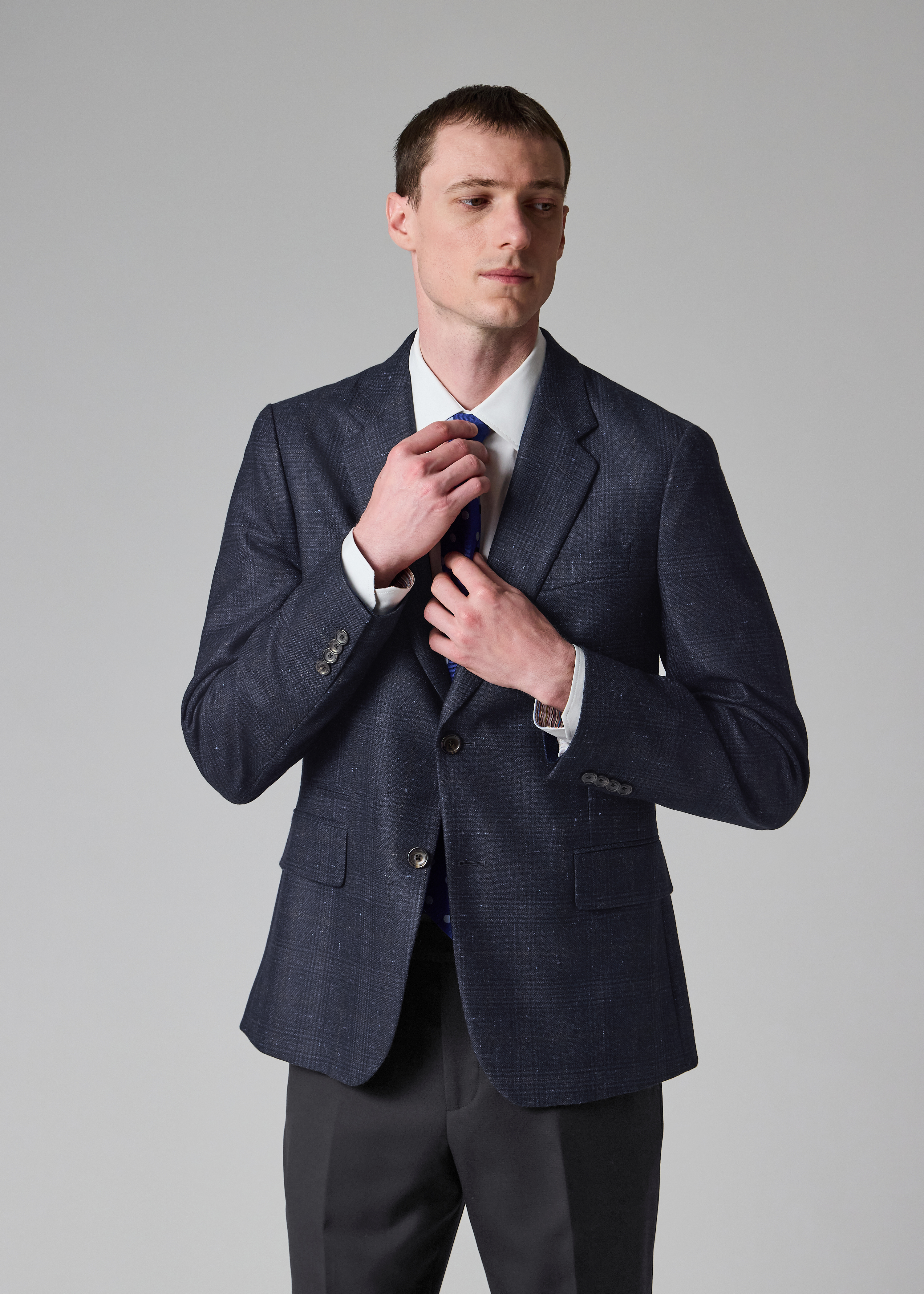 Navy Check 'Silk Air' Blazer