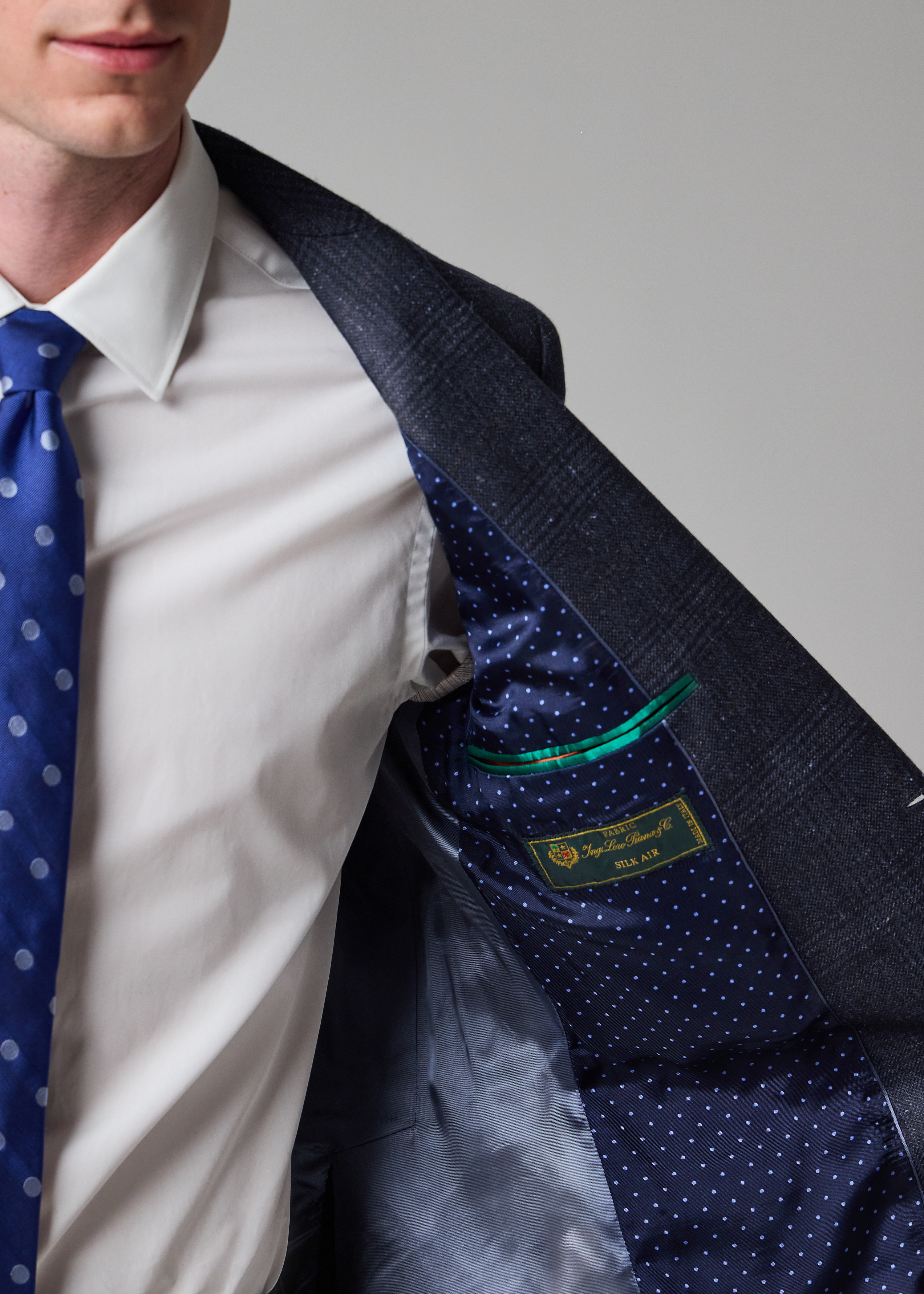 Navy Check 'Silk Air' Blazer