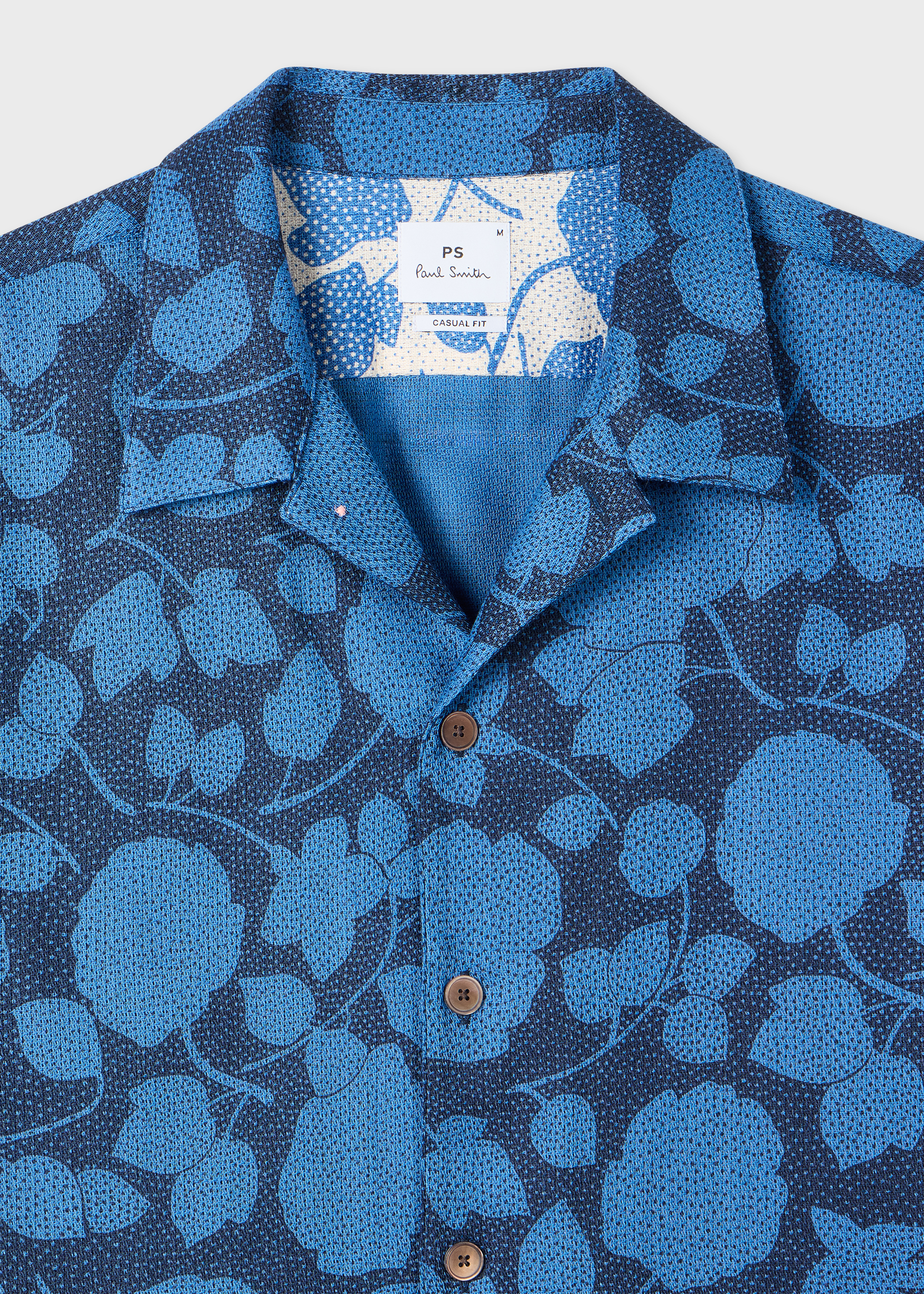 Navy 'Perforated Floral' Cotton Shirt