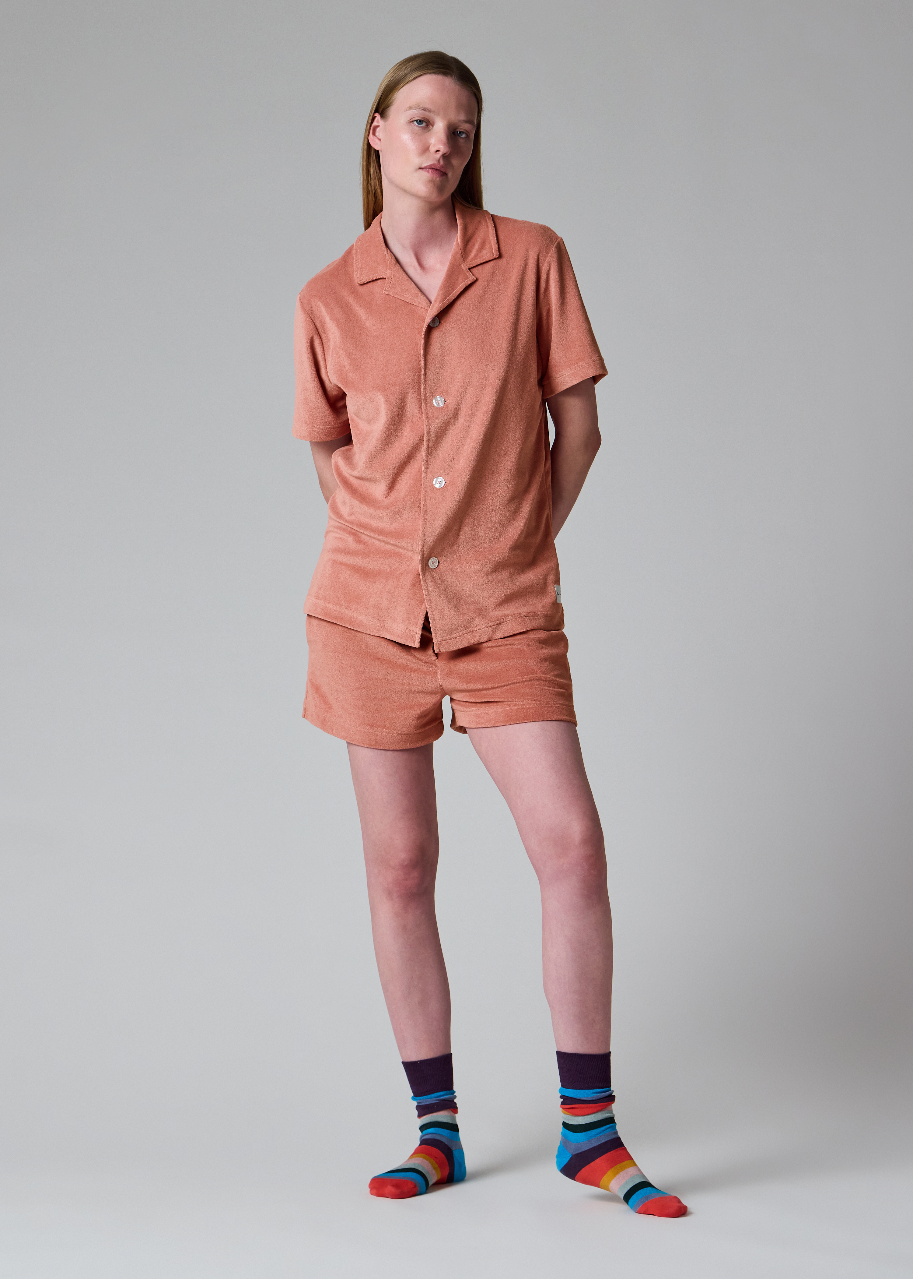 Women's Peach Towelling Shorts