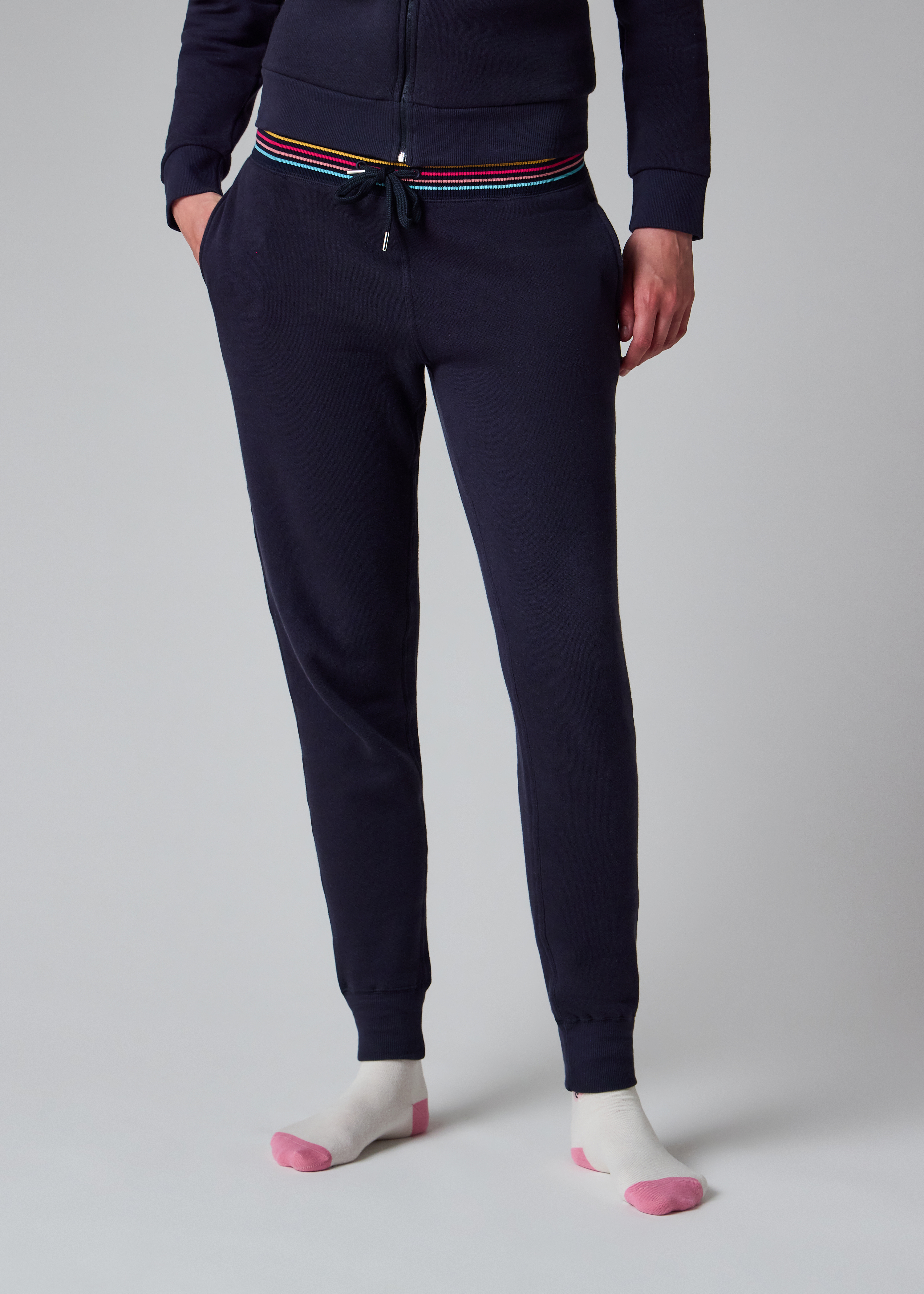 Women's Navy Lounge Sweatpants With 'Swirl' Trims